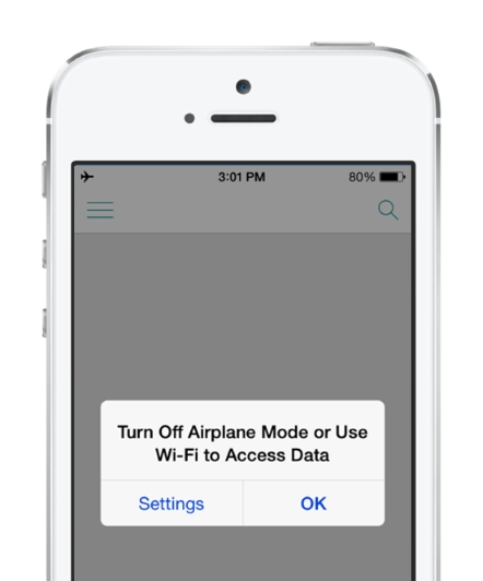 Screenshot of an app showing a warning about limited network connectivity.