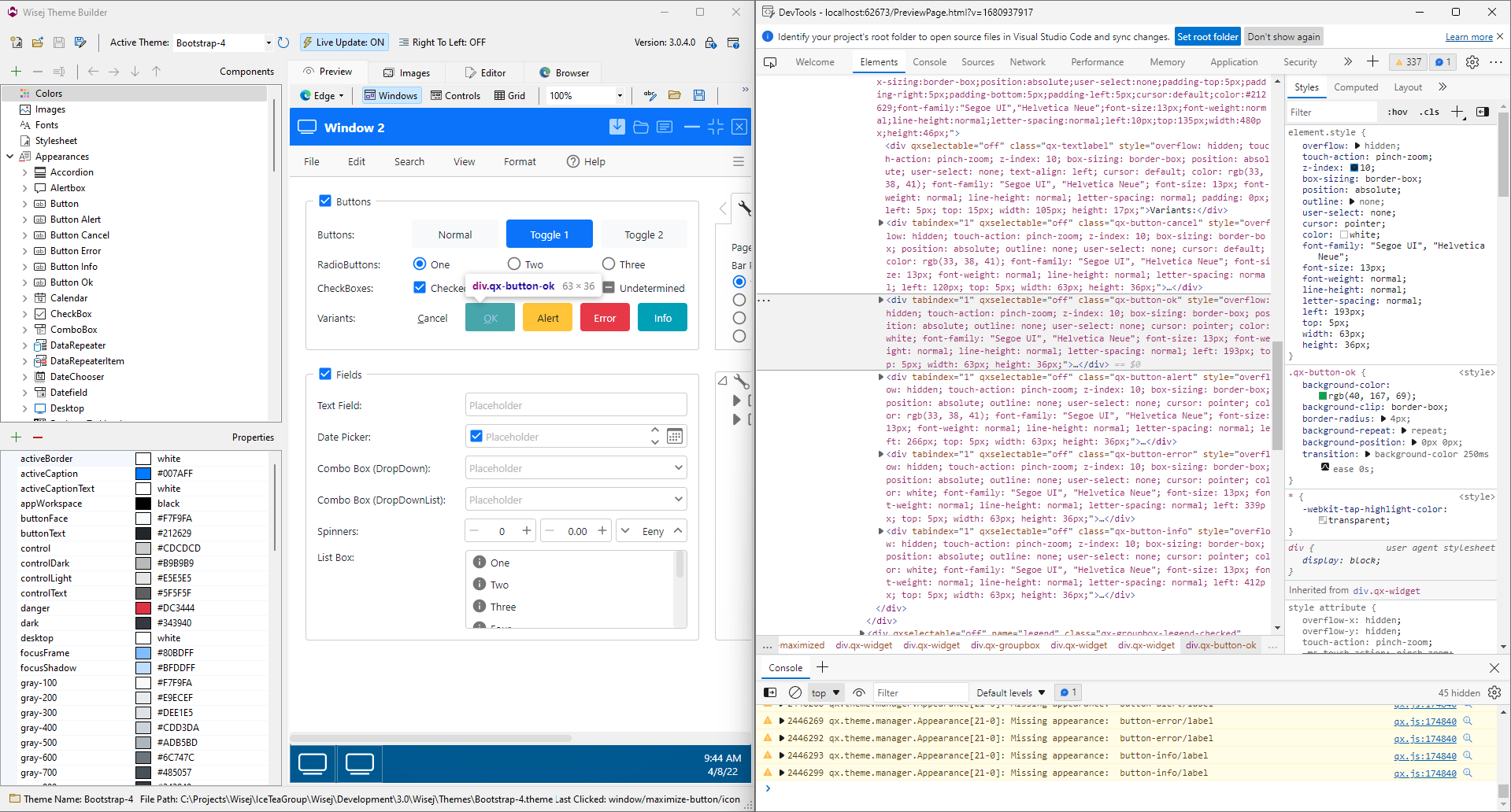 Theme Builder with Dev Tools