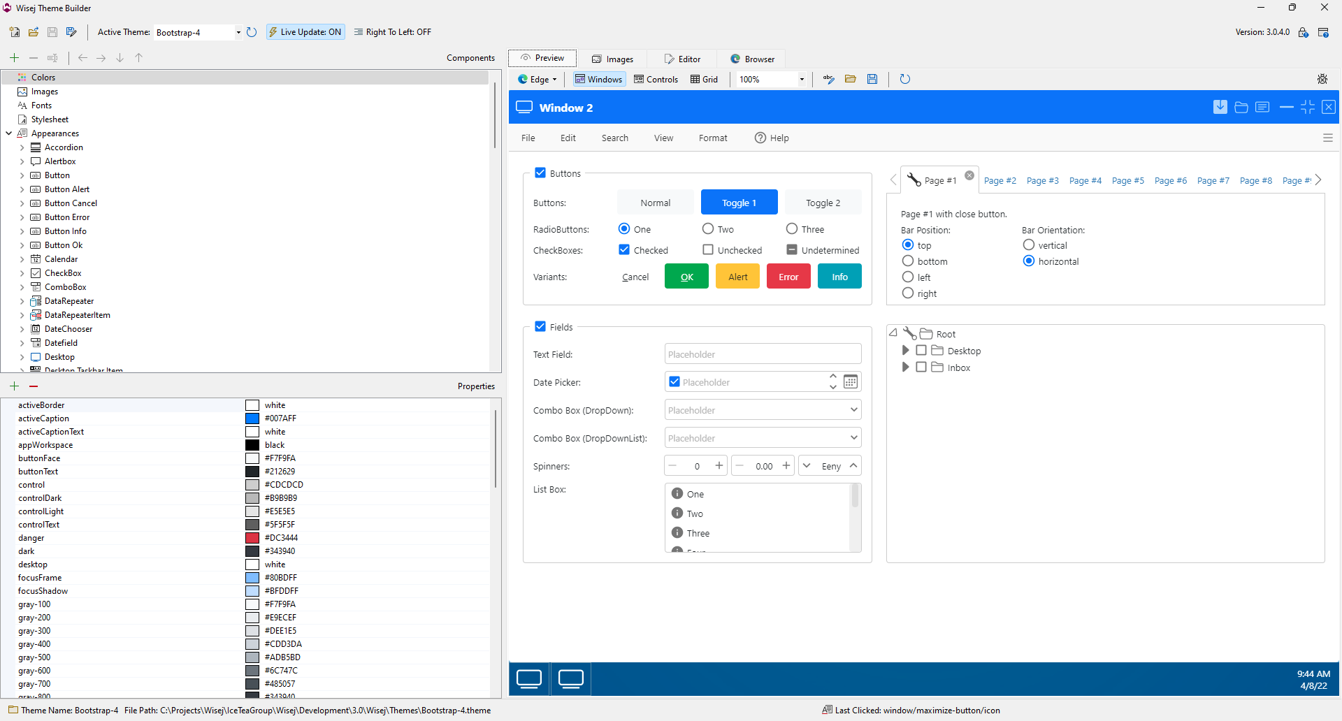 Theme Builder Main Window