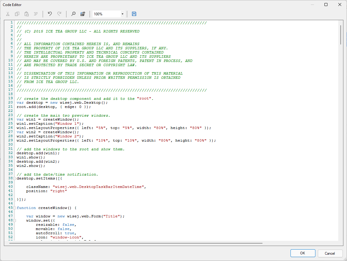 Default Preview Script in Code Editor